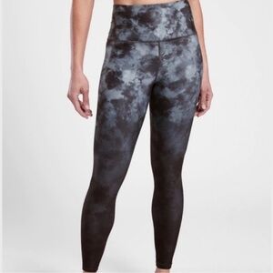 Athleta size Medium Smokey black and gray ombré ankle, High rise leggings
